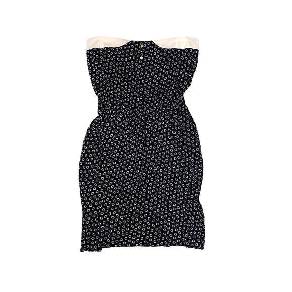 Sandro Sz 3 Black and Pink Floral Strapless High Waist Mini Dress w Pockets - Picture 2 of 13